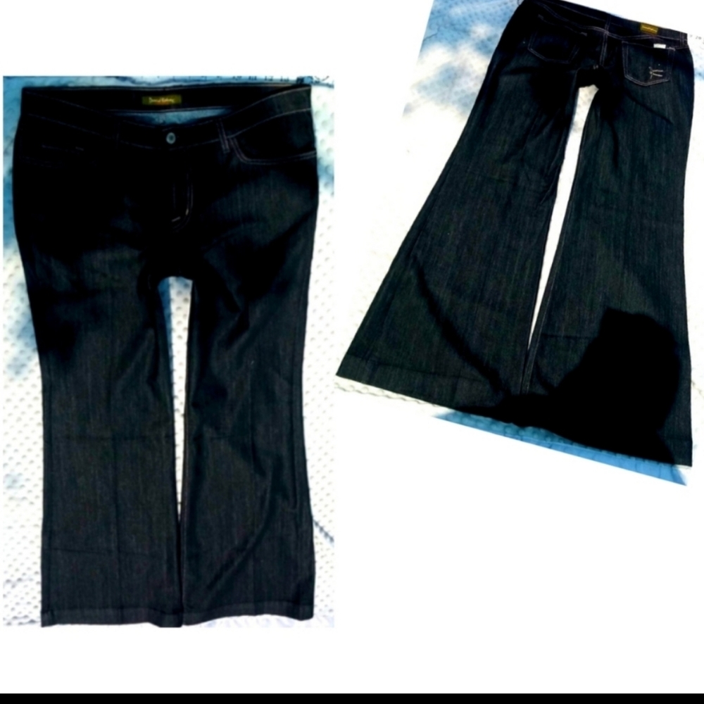 David Kahn Jeans Size 32 Mid Rise Cuff Flare Cut Polished NWT - Picture 3 of 7